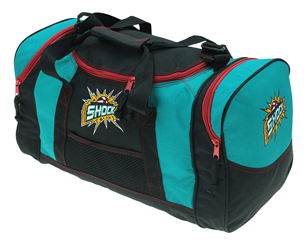 DETROIT SHOCK WNBA VINTAGE UNISEX TEAM DUFFEL BAG, BLACK & TEAL