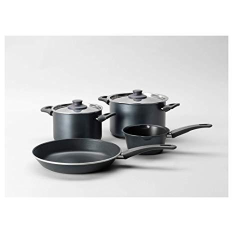 ANNONS 4-piece cookware set, glass, stainless steel